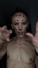 Full leopard face paint and dancing at Baan Chaweng
