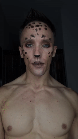 Full leopard face paint and dancing at Baan Chaweng