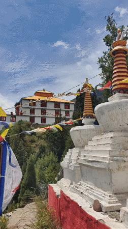 Morning stroll through Keylang's monastery grounds and mountain roads