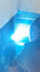 Welder observed at work in Rybinsk industrial facility