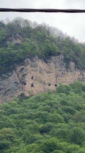 Rocky cliff with caves documented in Verona, Georgia