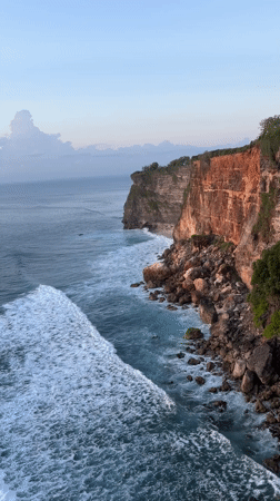 Coastal cliff section collapses in Indonesia