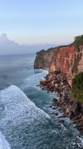 Coastal cliff section collapses in Indonesia