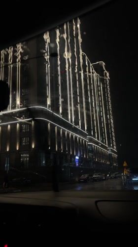 Evening documentation of illuminated residential development in Ovoshchnoy, Russia