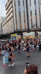 Drum corps and crowds fill Valencia streets during Pride parade