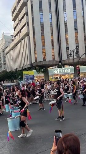 Drum corps and crowds fill Valencia streets during Pride parade