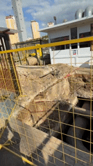 Excavation pit dug near restaurant in Krasnogorsk, Russia