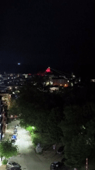 Nighttime scene captured from elevated view in Veliko Tarnovo