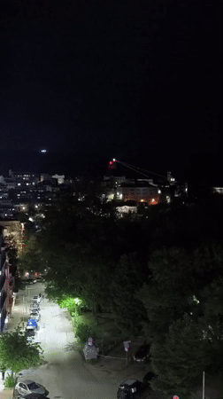 Nighttime scene captured from elevated view in Veliko Tarnovo