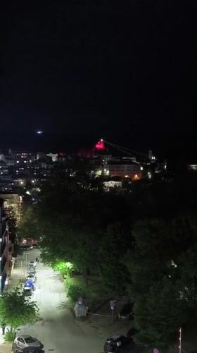 Nighttime scene captured from elevated view in Veliko Tarnovo