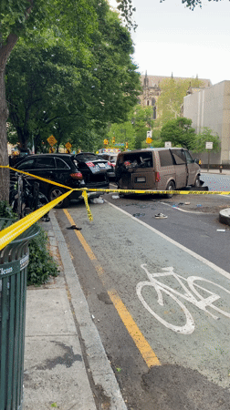 Police tape blocks New York street after traffic incident