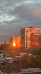 Sunset urban scenes documented in Кондратово, Russia