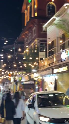 Busy nighttime street traffic documented in Kathmandu