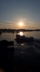 Evening boat traffic observed at Nantucket Harbor during sunset