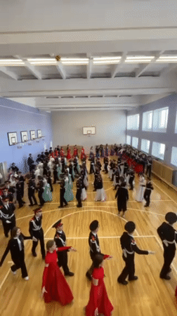 School ceremony and sports activities in Sarapul gymnasium