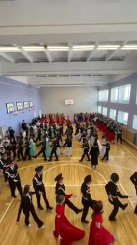 School ceremony and sports activities in Sarapul gymnasium