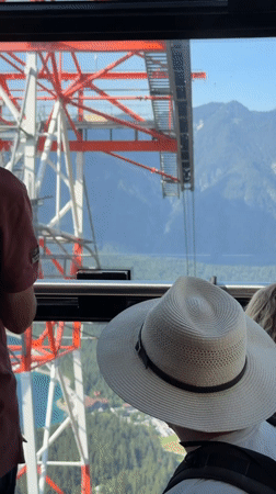 Cable car ascent through alpine terrain near Grainau, Germany