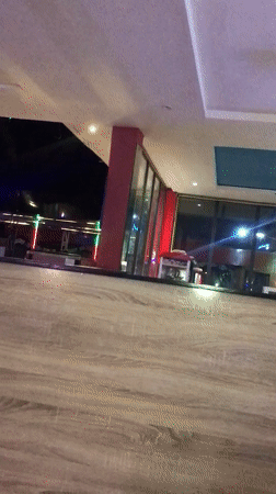 Two people gather at restaurant in Akwanga, Nigeria