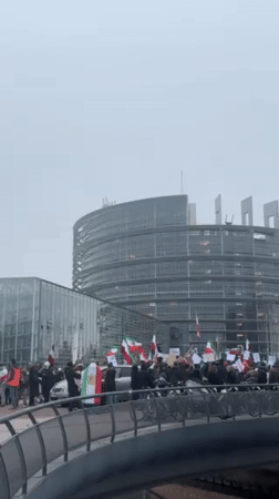 Iranian flag demonstration held at European Parliament in Strasbourg