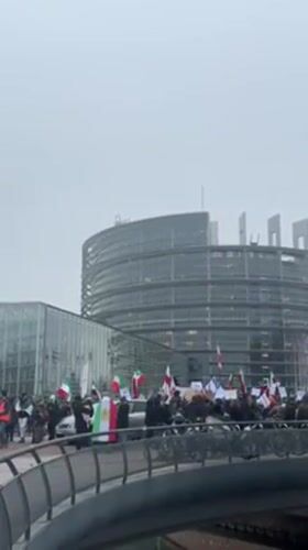 Iranian flag demonstration held at European Parliament in Strasbourg