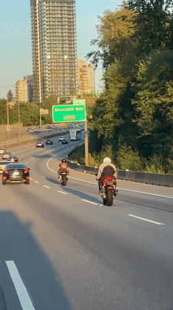 Two motorcyclists spotted on Burnaby highway near Brunette Avenue exit