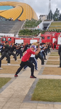 Early morning martial arts training session in Da Lat plaza