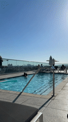 Rooftop pool activity observed in Los Angeles early morning