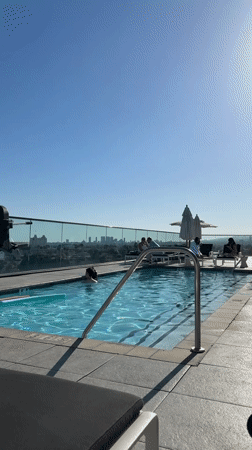 Rooftop pool activity observed in Los Angeles early morning