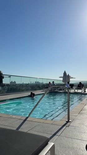 Rooftop pool activity observed in Los Angeles early morning