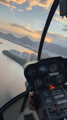 Helicopter cockpit view captured over Rio de Janeiro