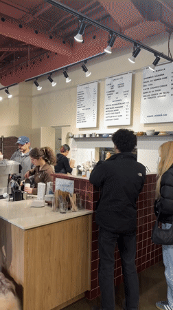 Evening rush at Montreal cafe draws customers and dogs