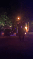 Fire dancer performs torch routine at Thailand venue