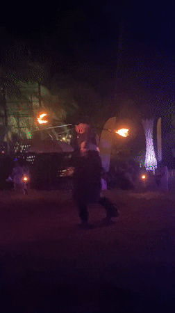 Fire dancer performs torch routine at Thailand venue