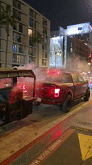 Hollywood Boulevard night scenes with food truck and street activity