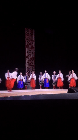 Ukrainian folk dancers perform traditional routines in Ternopil