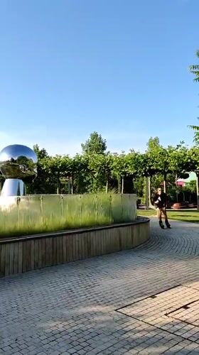 Morning park visit features chrome baby head sculptures in Krasnodar
