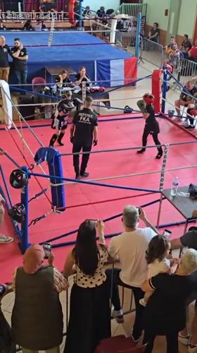 Youth kickboxing match draws spectators in Berlaimont, France