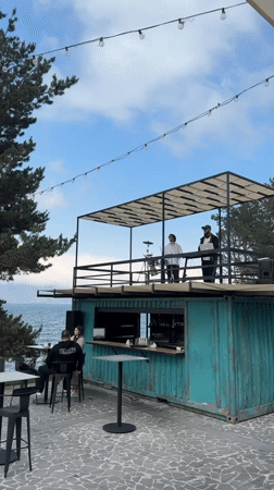 Shipping container bar with DJ setup in Tsamakaberd, Armenia