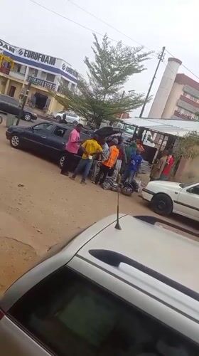 Morning street activity and transport services in Dadi Riba, Nigeria