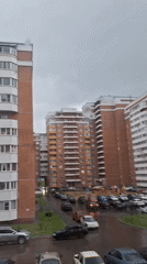Rainy day in a Vologda apartment district