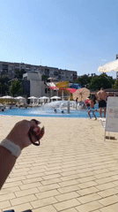 Sunny afternoon at a Sofia water park, planes overhead