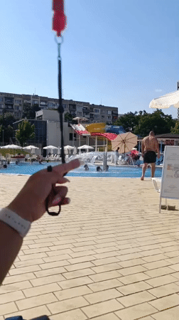 Sunny afternoon at a Sofia water park, planes overhead