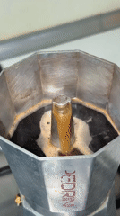 Coffee brewing captured in Milan kitchen morning routine