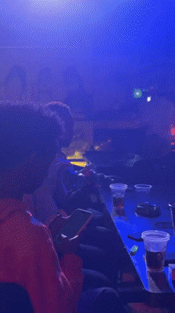 Evening social gathering at Linghe bar with entertainment, hookah