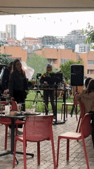DJ performs at outdoor restaurant patio in Yerevan
