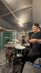 Drummer recorded playing enthusiastically in Shemyakino studio session