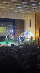 Children's celebration held at Zlatograd theater with garden-themed stage
