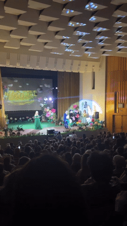 Children's celebration held at Zlatograd theater with garden-themed stage