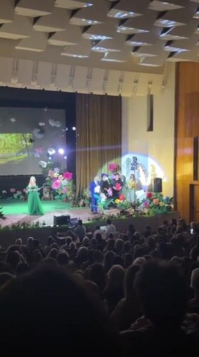 Children's celebration held at Zlatograd theater with garden-themed stage