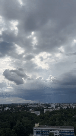 Berlin skyline under a brooding, hazy summer overcast